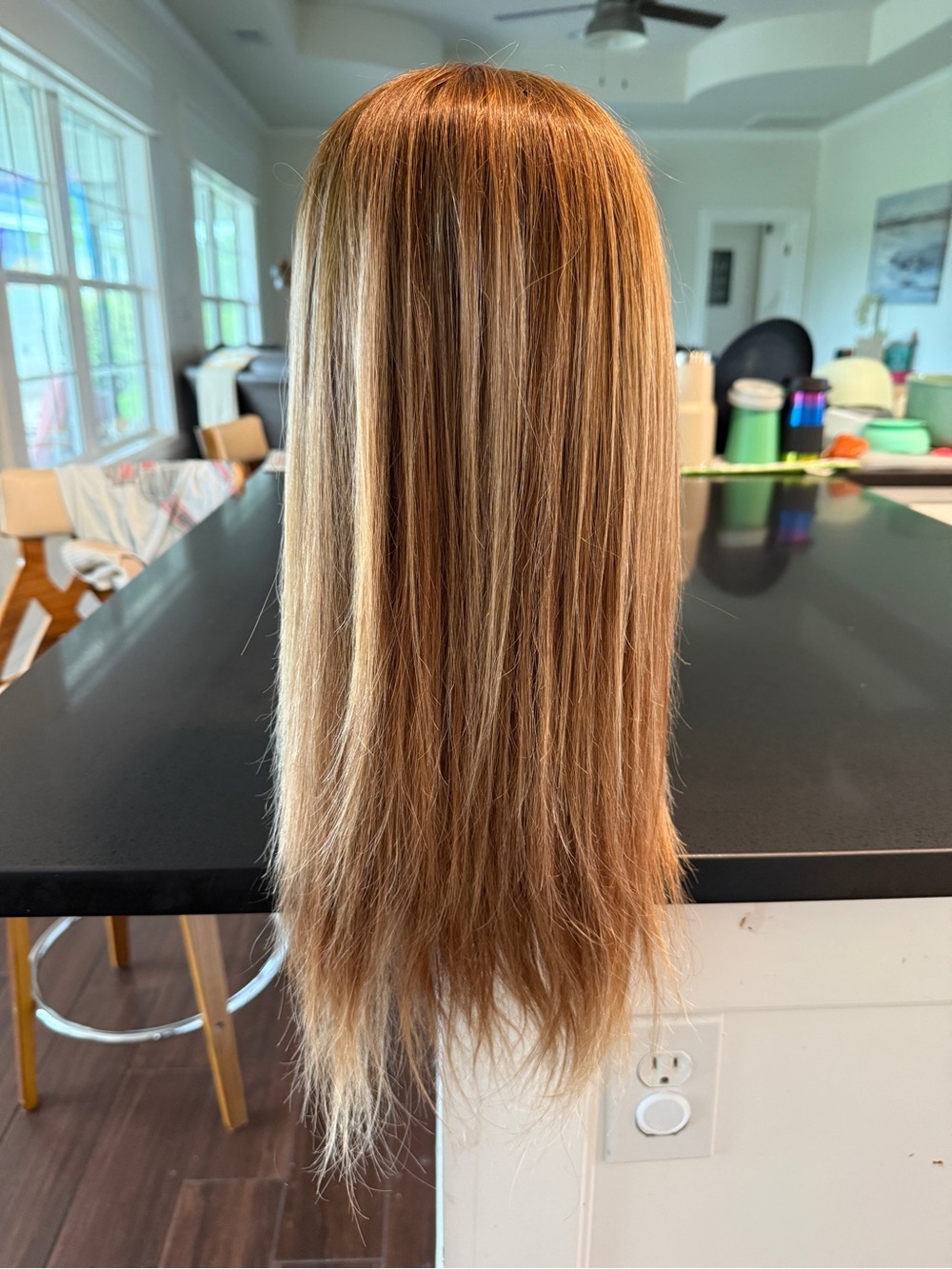 Uniwig Auburn Blonde 2 tone straight Human Hair Wig 
Cap size small-medium - Picture 15 of 15